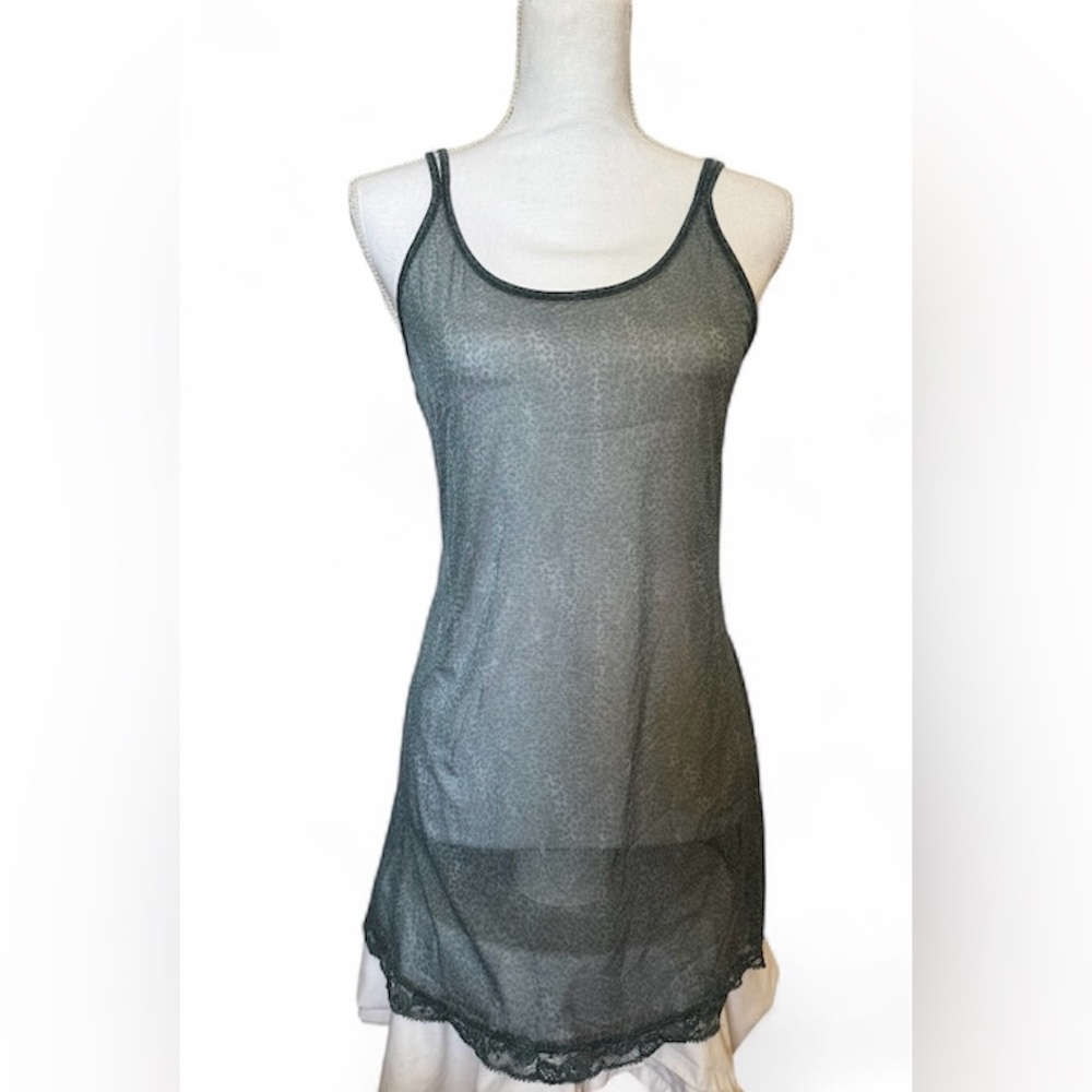 Victoria's Secret Steel Blue Leopard Print Nightgown/Slip - size Medium